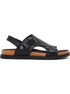 Derimod Erkek Siyah Deri Sandalet 26SFD6262FT
