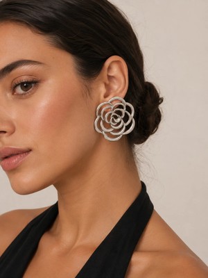 Allona Shop Rosavelle Çiçek Form Tasarım Küpe
