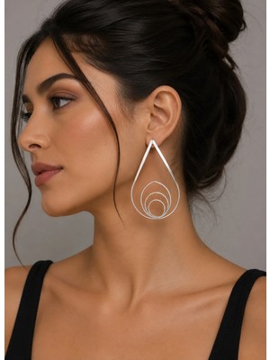 Allona Shop Modern Damla Form Gümüş Renk Küpe