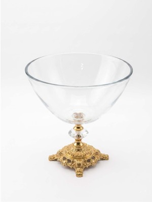 altabi Gold Ayaklı Dekoratif Cam Sunum Kasesi 20 cm