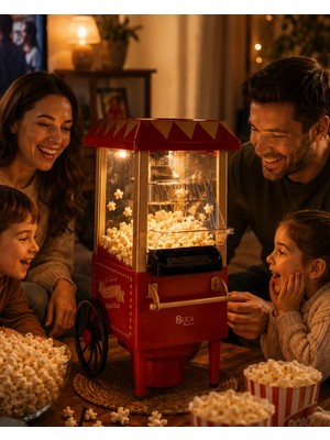 Astraltech Sıcak Hava Popcorn Makinesi Yağsız Mısır Patlatıcı Nostaljik Tasarım