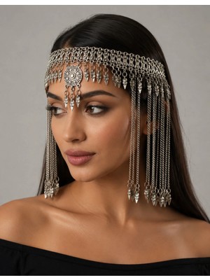 Allona Shop Bohem Sallantı Detaylı Gümüş Renk Saç Aksesuarı