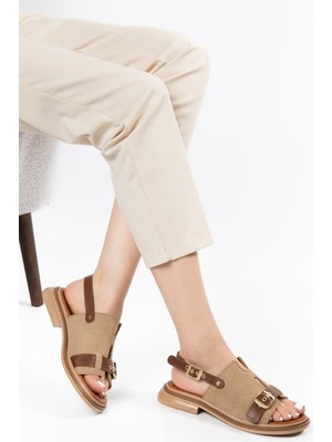 Suins Shoes Suins Zilaty Model Süet Kadın Sandalet