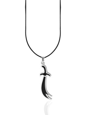 Oya Silver Siyah Mineli Hz. Ali Zülfikar Kılıcı Gümüş Kolye Ucu 5.2x1.2cm [OYOT329]