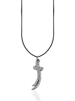 Oya Silver Zirkon Taşlı Gümüş Zülfikar Kolye Ucu 3.3X1CM [OYOT340]