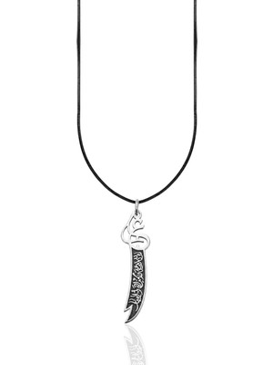 Oya Silver Hat Işlemeli Hz. Ali Zülfikar Gümüş Kolye Ucu 4.2x0.9cm [OYOT333]