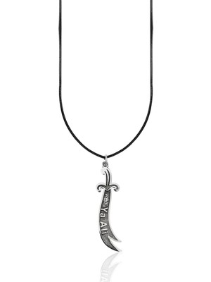 Oya Silver Ya Ali Yazılı Karartma Gümüş Zülfikar Kolye Ucu 4.7x1.1cm [OYOT339]
