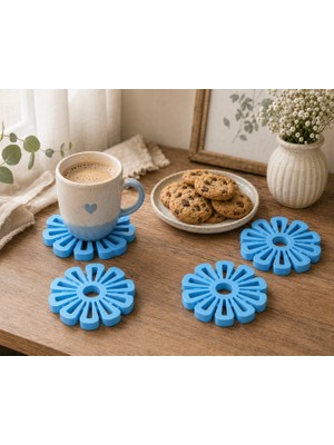 Triora Design Çiçek Figürlü Bardak Altlığı Seti (4'lü)