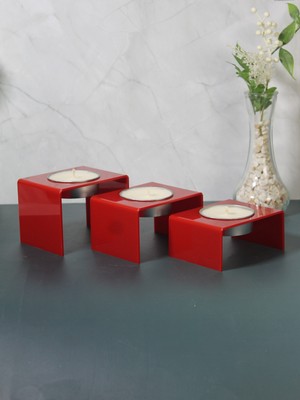 Lusora Design Dekoratif 3 Adet Büyük Boy Tealight'lık (Mum Dahil)