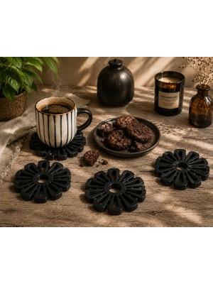 Triora Design Çiçek Figürlü Bardak Altlığı Seti (4'lü)