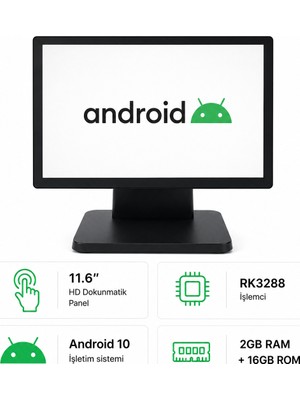 Grandstarr A116M 11.6'' Hd RK3288/2GB RAM/16GB Rom - Dokunmatik Android Pos Pc
