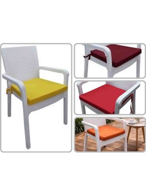 Ayzen Home 4 Adet Rattan Sandalye Minderi Bağcıklı 45X45 Kare