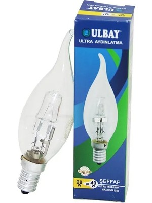 Selfbuysell Halojen 28W - E14 Sarı Renk Kıvrık Şeffaf Mum Ampul (5324)