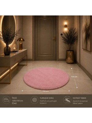 Wooly Life 100 cm Oval Peluş Halı Tavşan Tüyü Premium