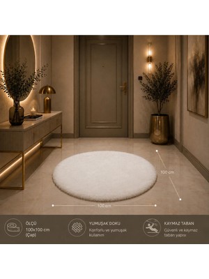 Wooly Life 100 cm Oval Peluş Halı Tavşan Tüyü Premium