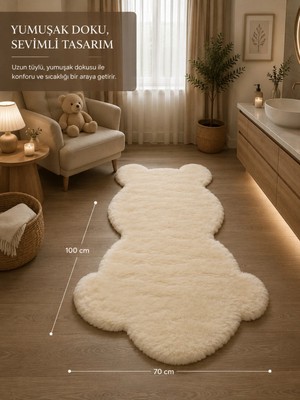 Wooly Life Peluş Halı Ayıcık 70X100 Çocuk Odası Kapı Önü Koridor Paspas