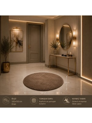 Wooly Life 100 cm Oval Peluş Halı Tavşan Tüyü Premium