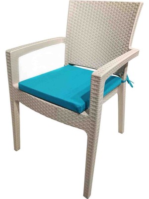 Ayzen Home 4 Adet Rattan Sandalye Minderi Bağcıklı 45X45 Kare Su Itici Leke Tutmaz Uzun Ömürlü Kumastan
