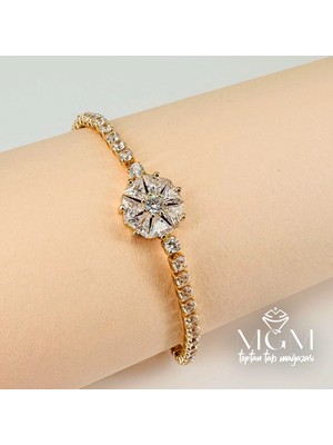 Hayat Store Zirkon Taşlı Pirinç Zirkon Bileklikler 17+2,5 cm - KBL0036