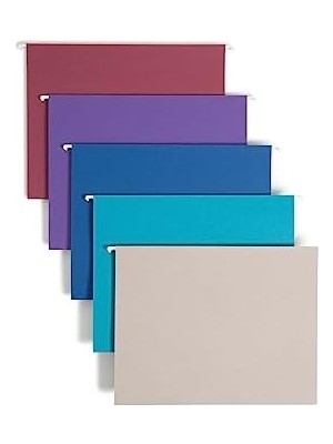 4 x Askılı File Folder With Tab, 1/5-Cut Adjustable Tab, Size, Çeşitli Jewel Tone Colors, 25 Box (64056) By