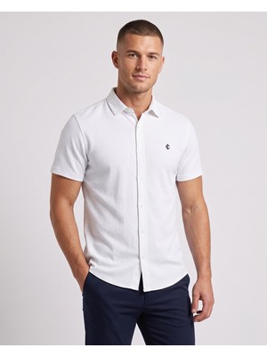 Cliento Pamuk Keten Armürlü Smart Casual Erkek Gömlek