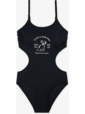 Penti Siyah Genç Kız Puppy Monokini