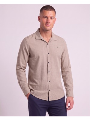 Cliento Pamuklu Keten Slim Fit Modern Erkek Gömlek