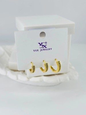 Hayat Store Zirkon Taşlı Üçlü Kombin Küpe - KP00393