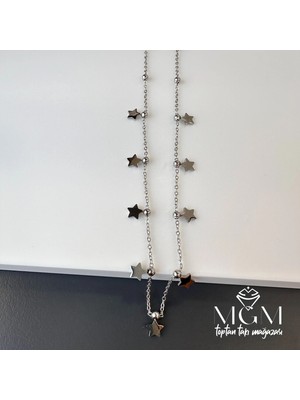 Hayat Store Çelik Yıldız Detaylı Kolye - KL0057