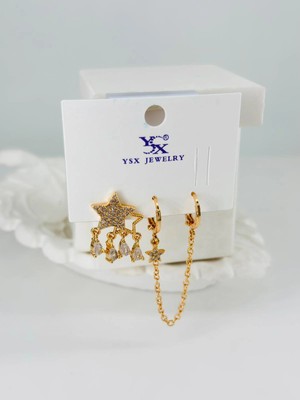 Hayat Store Zirkon Taşlı Üçlü Kombin Küpe - KP00366