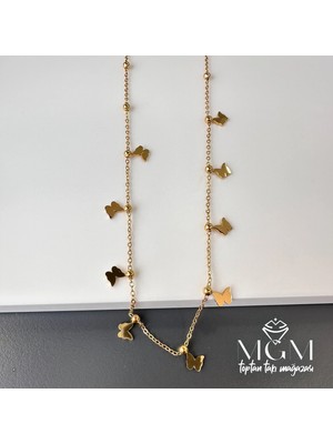Hayat Store Çelik Kelebek Detaylı Kolye - KL0049