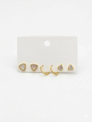 Hayat Store Üçgen Detaylı Altılı Küpe - KP00645