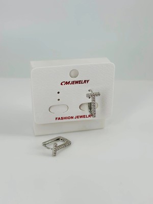 Hayat Store Rodyum Zirkon Taşlı Pirinç Küpeler - KP00504