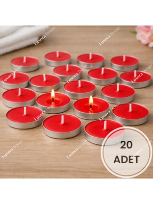 Lusora Design Tealight Mum - Pembe Küçük Yuvarlak Sevgililer Günü Yer ve Masa Mumu 20 Adet