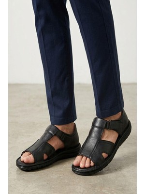 Pisagor PS-5347 Erkek Hakiki Deri Comfort Sandalet Ayakkabı