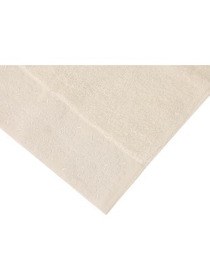 Sty Sabre Nakışlı Krem Havlu 50X90