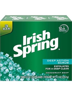 Irish Spring Deep Action Scrub Deodorant Sabun, 3 Adet, Taze, 11 Oz (Ambalaj Değişebilir)