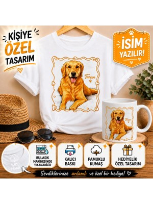 Gmt Ambalaj Kişiye Özel Golden Retriever Baskılı T-Shirt ve Kupa Seti – Köpek Temalı Hediyelik Kombin