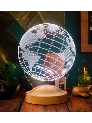 Dünya Haritası Figürlü 3D LED Gece Lambası, 3 Boyutlu Küre Dünya Haritası LED Lamba
