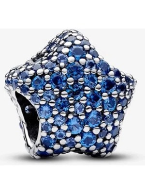 Lovecharm Mavi Renk Zirkon Taşlı S925 Iddialı Pavé Yıldız Charm