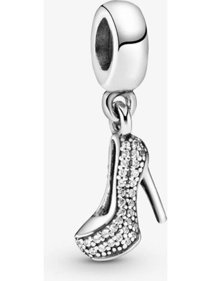 Lovecharm Pavé Zirkon Taşlı S925 Gümüş Stiletto Ayakkabı Sallantılı Charm