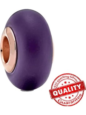 Lovecharm 925 Ayar Gümüş Mor Renk Tarz Murano Cam Charm