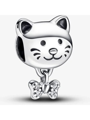 Lovecharm Kedi ve Fiyonk Charm S925
