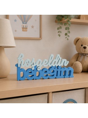 Lina Hobby     Bebek Odası Dekoru Hoşgeldin Bebeğim Yazısı Masa Üstü Süs 25X10 cm