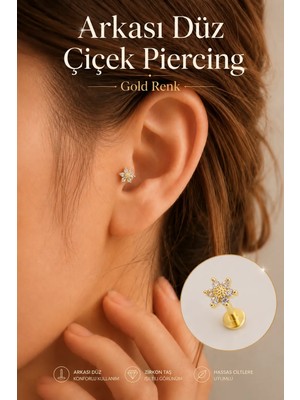 Sacce Scarves & Accessories Altın Renkli Mini Çiçek Zirkon Tragus Piercing Kadınlar İçin Özel Tasarım