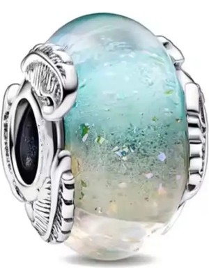Lovecharm Murano Camı ve Tüy Charm Renkli S925 Gümüş