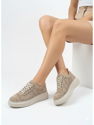 Uway Kadın Dantel Detaylı Içi Hakiki Deri Ortopedik Taban Sneakers Ayakkabı