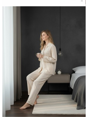 Sile Atelier Sıle Atelıer Fistolu Uzun Kol Şile Bezi Pijama Takımı