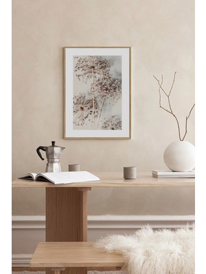 Muyika Design Dekoratif Tablo Hediyelik Ahşap Çerçeveli Minimalist Doğal Çiçek Desenli 50X70 cm Lüks Duvar Dekoru