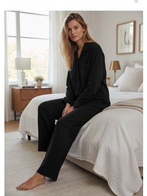 Sile Atelier Sıle Atelıer Fistolu Uzun Kol Şile Bezi Pijama Takımı